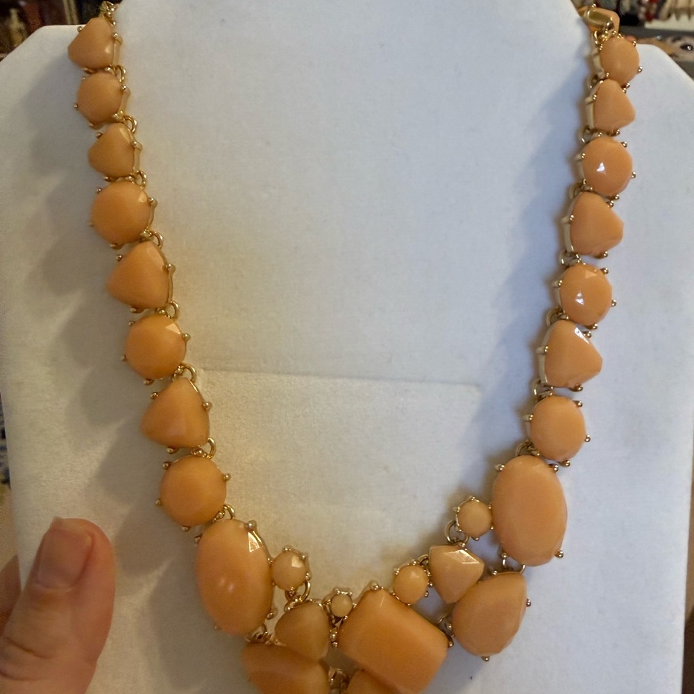 Kate Spade New York Peach Resin Bib Statement Necklace Gold Tone Adjustable